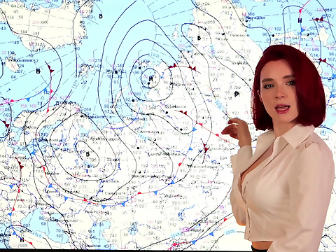 Japanese Weather Girl Gets Double Creamed on Live TV! POV