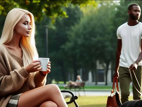Juicy Interracial Romance - White Woman Cheats on Her Man with Black Lover in the Park!