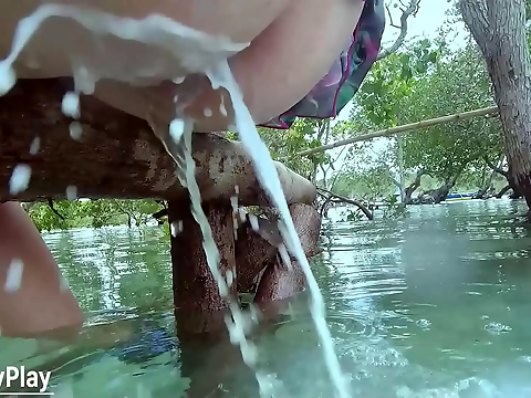 Japanese beauty undergoes intense anal milk enema outdoors