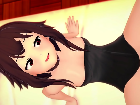 Megumin in Heat Visits the Nurse's Office and Wants to Strip Naked for Sex (Adult Version) - Uncensored Hentai