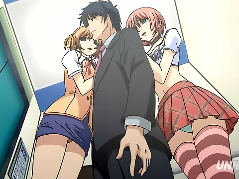 Elevator Scene with Incredible Busty Girls - Exploring Their Beauty [Subtitled]