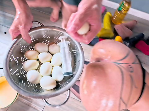 East Asian Babe Stuffed with 12 Eggs in Her Ass - Fisting Session