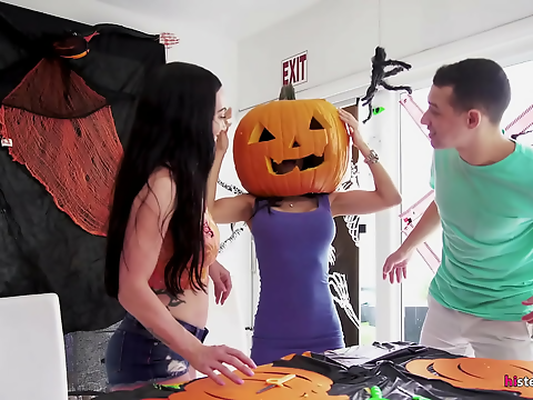 Wicked Stepmother Tia Cyrus Gets A Halloween Treat From Her Lucky Stepson, Johnny