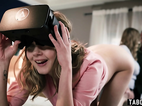 18-Year-Old Tiny Stepdaughter Gets A Vr Headset From Her Stepparents - Step Into A Virtual World Of Pleasure!