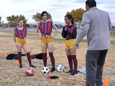 Relentless Lust: Naughty Teens Ravish Their Coach In Steamy Orgy!